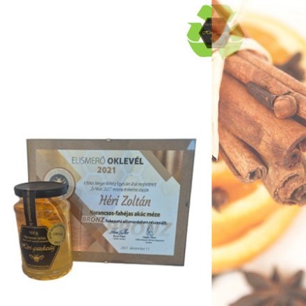 Narancs-fahéj ágyon érlelt termelői akácméz 500g -díjazott